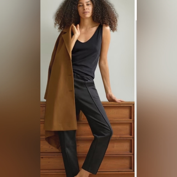Everlane The Dream Pant Front Seam Wool Tapered Dress Pant Black Size 6 - Picture 1 of 8